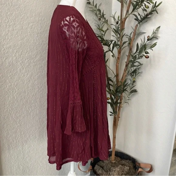 Altar’d State Long Sleeve Tunic Dress w/ lace detailing - Picture 7 of 12